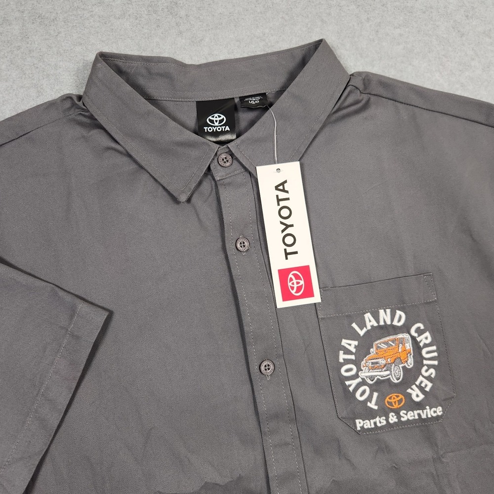 Toyota Land Cruiser Shirt Mens Large Gray Button Shop Garage Embroidered FJ NEW